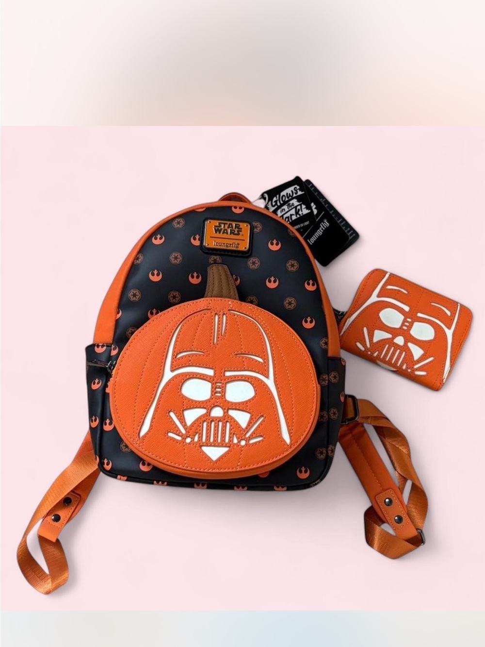 Disney Star Wars Loungefly Black/ Orange Darth Vader Mini Backpack with Wallet